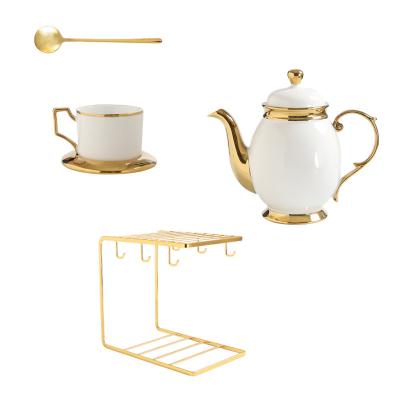 China Viable European Bone China Coffee Cup Luxury Gold Plated Small Tea Cup Porcelain Set Ceramic Home Afternoon Tea Cup Saucer Sets for sale