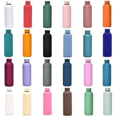 China Wholesale Wall Color 500ml Double Termo Botella De Agua Vacuum Business Candy Matte Vacuum Flask Insulated Stainless Steel Water Bottle for sale