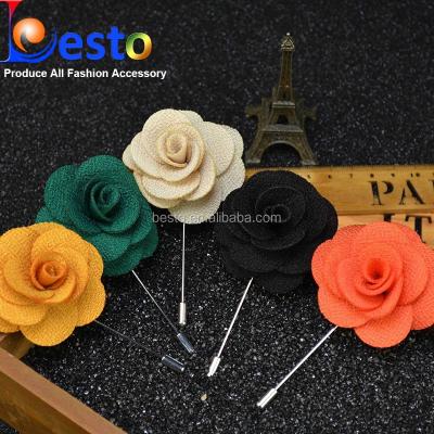 China Handmade flower brooch pin flower lapel pin men's costume faux fabric lapel pin flower lapel pin pins for sale