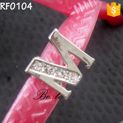 China Hot Sale Christmas Gift Letter Metal Rhinestone Flip Flop Shoe Buckle Shoe Accessory For Boy Slipper for sale