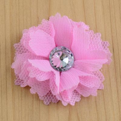 China Home decoration stock fashion fabric beaded and rhinestone chiffon fabric artificial flower for sale