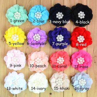 China Indor Decoration Chiffon Fabric Handmade Flowers Wedding Decoration Flower Headband Dress Brooch Flower for sale