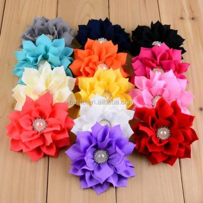 China Wholesale Newly Beautiful Chiffon Fabric Flower Chiffon Fabric Flower Chiffon Decoration Flower for sale