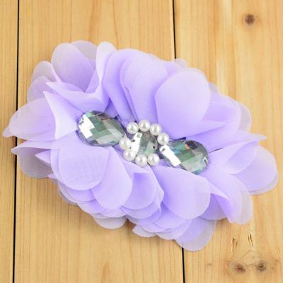 China Home Decoration Handmade Sequin Flower Patch Fabric Chiffon Artificial Flower For Headband for sale