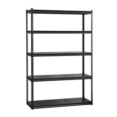 China Large 5 Shelves Heavy Duty Metal Shelving Unit Rivet Junction Design Angle Iron Storage Rack Corrosion Protection For Garage for sale