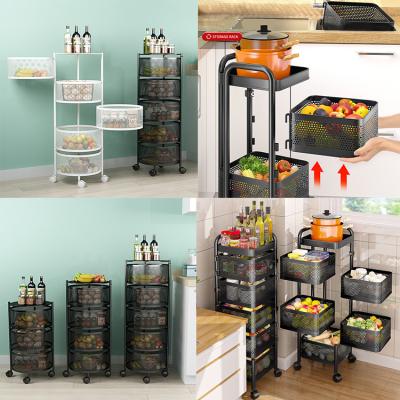 China Sustainable Cylindrical / Square Multi - Racks And Rotating Layer Kitchen Storage Racks Vegetable And Fruit Stacking Racks And Shelves for sale