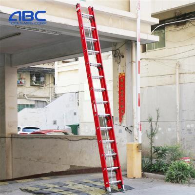 China Folding Ladders Type II IA Fiberglass Straight Signage Multi Section Extension Ladder For Use Around Electricity for sale