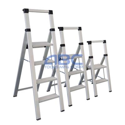 China Insulation Ladders 2,3,4 Steps Lightweight Aluminum Folding Step Ladder Stools with Anti-Slip and Wide Pedal for Home and Kitchen Use for sale