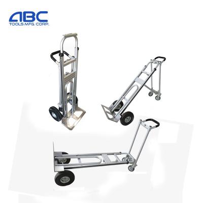 China New Capacity 3-in-1 Stainless Steel Hand Truck Durable Heavy Duty Convertible Aluminum Folding Cart for sale