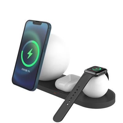 China Smart Watch 23W MOON LED Light Magsafing 3in1 Wireless Charger Charging Station for sale