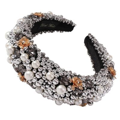 China New European and American style fashion rhinestone pearl hair accessories Crystal Headband For Women Luxury for sale