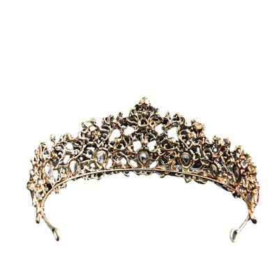 China Modeling Decoration Luxury Design Queen Zircon Crown Wedding Reception Props Red Crown Tiara for sale