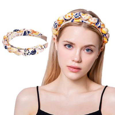 China European and American style fashion print braided soft knotted hair accessories headbands for women for sale