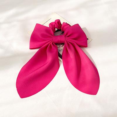 China Fashion Elastic Bow Ribbon Ponytail Headband Solid Color Cloth Hair Bands For Women for sale