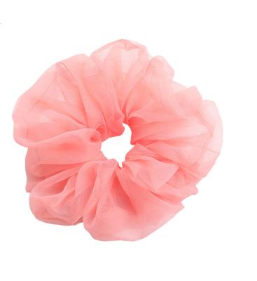 China Fashion Oversized Women's Elastic Headband Organza Solid Scrunchies for sale