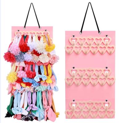 China Cute Children's Hair Accessories Storage Board Baby Headband Wall Hook Storage Peach Heart Hook for sale