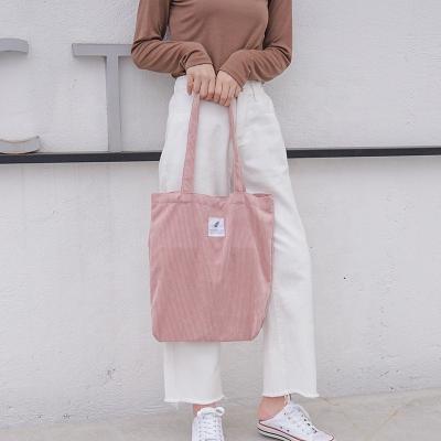 China Simple Style Folding Logo Soft Foldable Brown Girl Custom Factory 15Year Used Velvet Canvas Cotton Tote Bag for sale