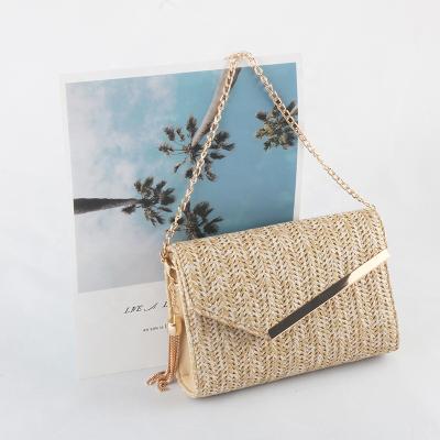 China Crossed - Body Bag Fashion Ready Luxury Styles Woven PU Material Woman Gold Chain Handbags for sale