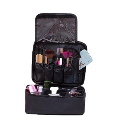 China Fashion Hot Sale Custom Fashion Bulk Polyester Zipper Lock Recycled Black Makeup Kits Accessories Bag For Hairdresser for sale