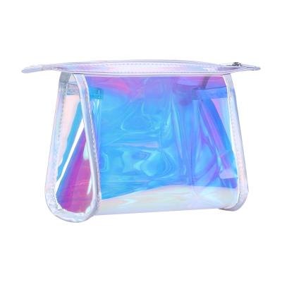 China Promotional Holographic Transparent Dress PVC Cosmetic Case Bag For Ladies for sale