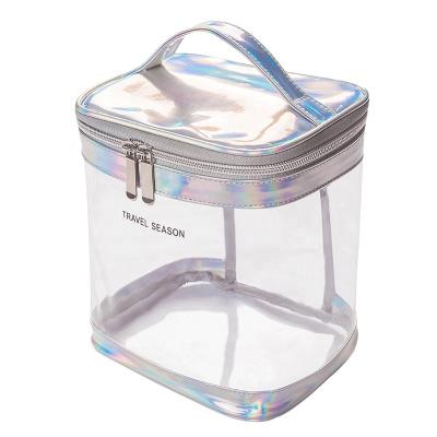 China Travel Used Organizer Makeup Bag For Woman Clear Vinyl PVC Double Zipper Custom Waterproof Transparent for sale