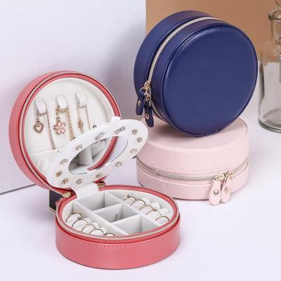 China New Custom Fashion PU Leather Portable Jewelry Storage Display Jewelry Packaging Box Festival Gift Daily Use for sale