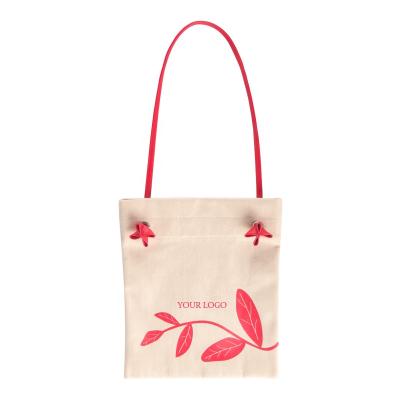 China Beautiful Logo Girl Flower Canvas Shopping Custom Made Luxury Handled Tote Bag for sale