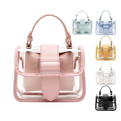 China Daily Use Fashion Clear Waterproof Clear PVC Chains Messenger Cross - Body Handbag Purse Bag Set For Girls&Woman for sale