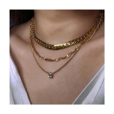 China 2022 Trendy Stainless Steel Trendy Jewelry Gold Plated Cuban Link Necklace Ins. Chunky Curb Chain Choker Necklace hot for sale