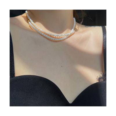 China 2022 Hot Selling Trendy Trendy Natural Freshwater Pearl Blogger Designer Link Chains Necklace Splicing Splicing for sale