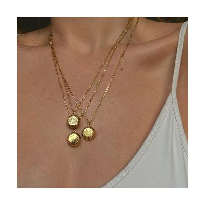 China FASHIONABLE Stainless Steel 12 Zodiac Constellation Necklace 18k Gold Plated Zodiac Tarot Pumpkin Pendant Necklace For Women Men for sale