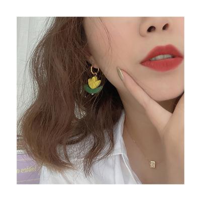 China Quality Assurance Cute Cute Tulip Flower Earrings Gold Temperament Handmade Simple Daily Wear Gifts For Girls for sale