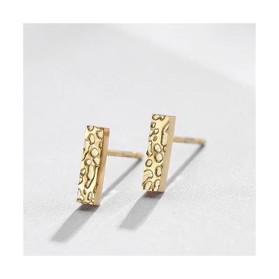 China 2022 hot high quality CIS Dubai FASHIONABLE 18k gold plated stainless steel hammer pattern rectangle earrings fashion jewelry for sale