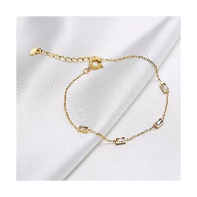 China 2022 New Zircon Drop Zircon Chic Trendy Crystal Trendy Stainless Steel Adjustable Bracelet 18K Gold Plating Vacuum Titanium Steel Bracelet for sale