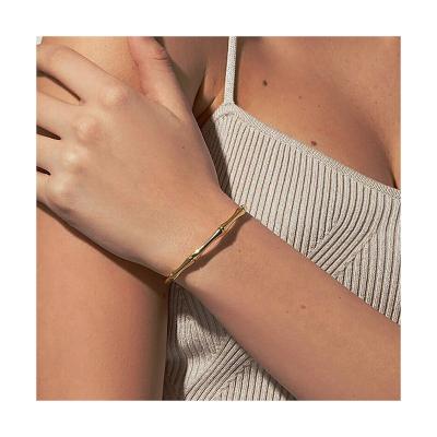 China 2022 TRENDY Dubai Wave Shape Bangle Irregular Linked Bamboo Gold Plated Bangles Women Jewelry Wholesale Hot Sale for sale