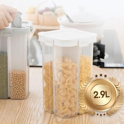 China Wholesale Eco-Friendly Kitchen Food Preservation Stored Plastic 4 Compartments Containers Canisters Airtight Food Storage Jar for sale