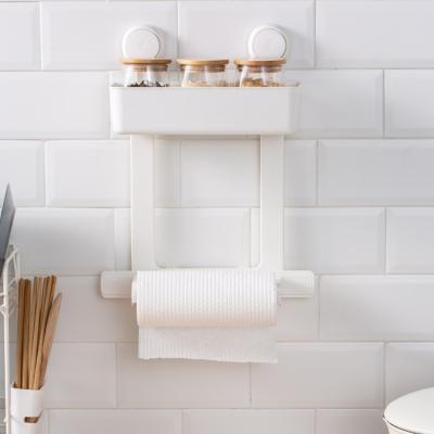 China Viable Multifunctional Wall Shelf Plastic Sheet Paper Towel Roll Holder Organizer Home Kitchen Accessories Storage Holder For for sale