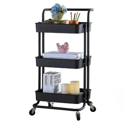 China Durable ABS plastic steel multi-layer trolley kitchen Amazon salon storage shelf mobile beauty salon trolley rack for sale