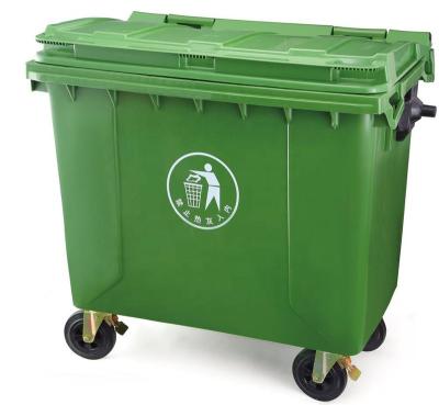 China 1100 Liter Sustainable Wheelie Plastic Waste Bin Storage Boxes With Wheels for sale