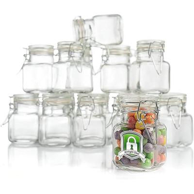 China Freshness Preservation Spice Jar 3oz Small Glass Jars With Airtight Lids Glass Containers For Gifts 12 Packs for sale