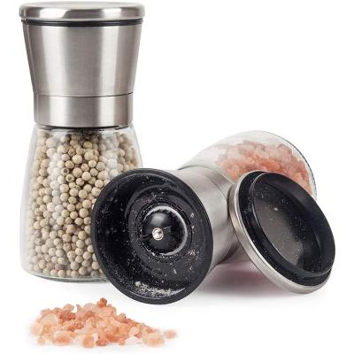 China Durable Clear Salt and Pepper Grinder Set Premium Stainless Steel Salt and Pepper Shakers Pepper Mills for sale