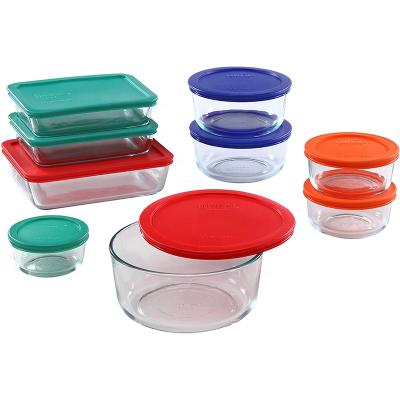 China Microwavable Multicolor Set of 18-Piece Meal Prep Glass Food Storage Containers, BPA Free Lids, Oven Safe for sale