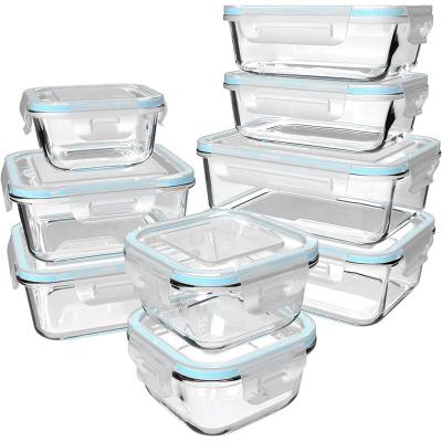 China 18 Piece Microwavable Glass Meal Prep Containers, Glass Containers for Food Storage with Lids, BPA Free and Leak Proof for sale