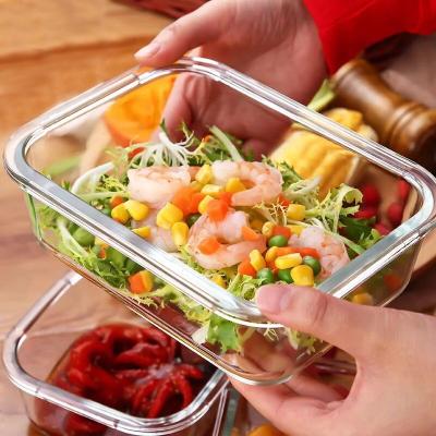 China 100% Stocked High Borosilicate Glass Container Microwave Oven Safety Glasses Lunch Box Aritight Glass Crisper Box for sale