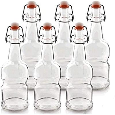 China Kombucha Glass Bottle 16oz Refillable Clear Glass Easy Keep Freshness 6/12-Pack/Beer Bottles Clear Leak Proof for sale