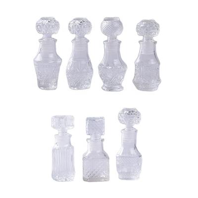 China Beverage Mini Glass Whiskey Decanter Glass Bottle Jar Small with Airtight Geometric Cap for Wine, Liquor, Bourbon for sale