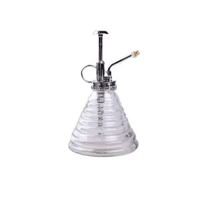 China Garden Tools Watering Pyramid Shaped Indoor Plant Mister Glass Watering Can Spray Glass Bottle With Pump for sale