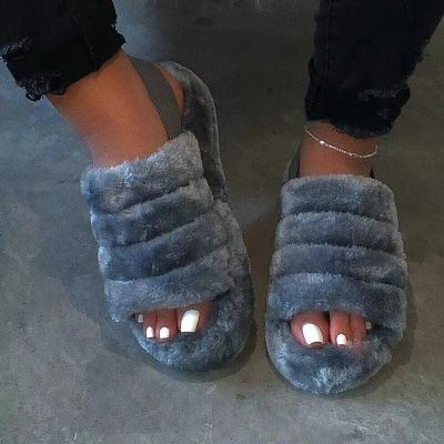 China Big Size Fur Flat Hot Selling Sandals For Women And Ladies Womens Sandals for sale