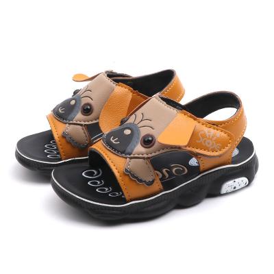 China New Design Anti-slippery Cartoon Animals Kids Boy Sandals Leather Shoes for sale