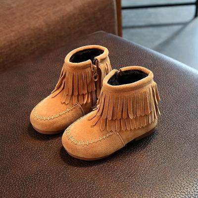 China Nice Anti-slippery Tassel Design Winter Kids Rubber Boots for sale